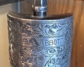 Engraved Silver Flask Lela Abbott