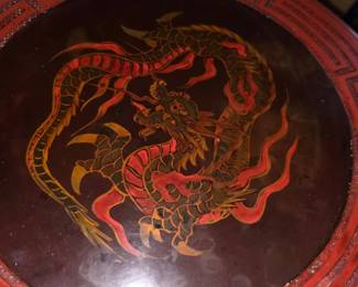 Antique Chinese Red Lacquer Carved Dragon Jardiniere Stand second image