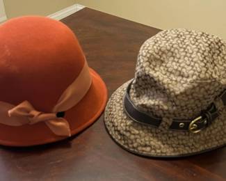 Coach Monogram Bucket Hat and Orange Cloche Hat