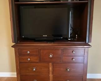 Wood Entertainment Center Armoire with Drawers
