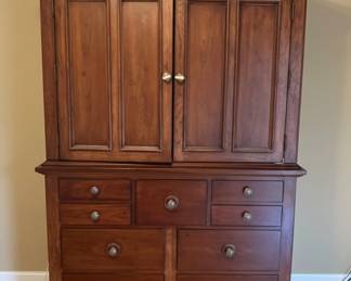 Wood Entertainment Center Armoire with Drawers second image