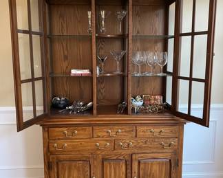 Solid Oak China Cabinet with Drawers second image
