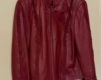 Peck  Peck Collection Womens Red Leather Jacket XL