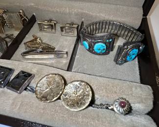 Mens Jewelry Set with Turquoise and Sterling Silver Style second image