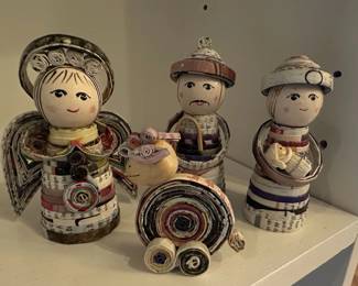 Recycled Newspaper Nativity Scene Figures