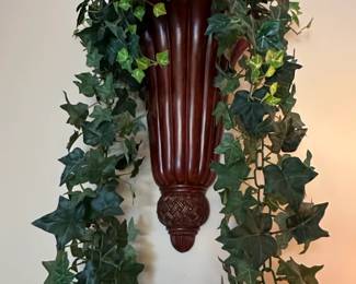 Fluted Wooden Wall Urn Planter