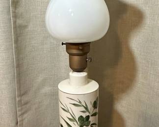 MidCentury Ceramic Table Lamp with Green Ivy Motif