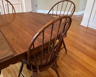 Windsor Style Dining Table with Leaf Extension and Six Chairs second image