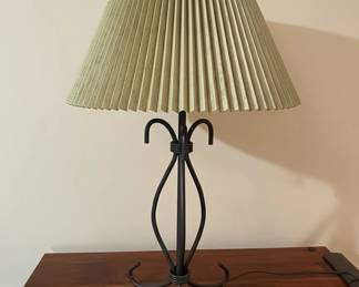 Wrought Iron Table Lamp with Twisted Stem and Pleated Shade