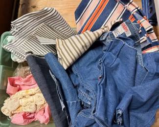 Various vintage material. Denim. Denim dress. https://modestlambestatesales.hibid.com/