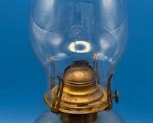 Ripley & Co. Queen Anne oil lamp. Glows. Double finger loop. https://modestlambestatesales.hibid.com/