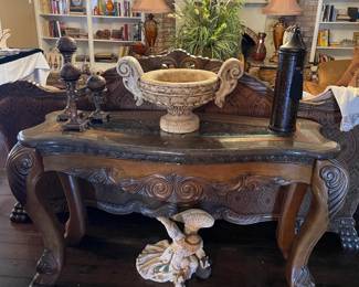 ornately carved solid high end sofa table