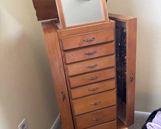 Jewelry Organizer Armoir, Sides Open for Necklaces, Mirror