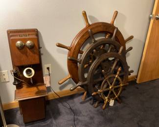 Collector’s Estate Sale featuring nautical antiques, vintage furniture, curio cabinets, library bookcases, restored cast iron cookware, antique telephones, men’s suits, garage items, eclectic home décor, and unique yard art.