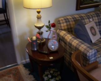 ANOTHER CHERRY LAMP TABLE, LAMP & SMALLS