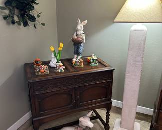 Antique Radio Cabinet, awesome MCM Pillar style floor lamp