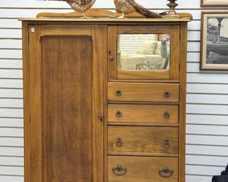 Ant. Wardrobe w/ Mirrored Hat Bin