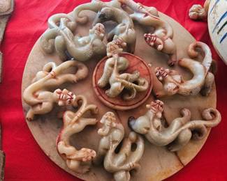 Detailed jade carvings