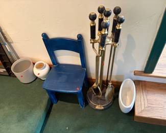 Fireplace tool set brass