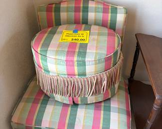 Plaid chair with ottoman