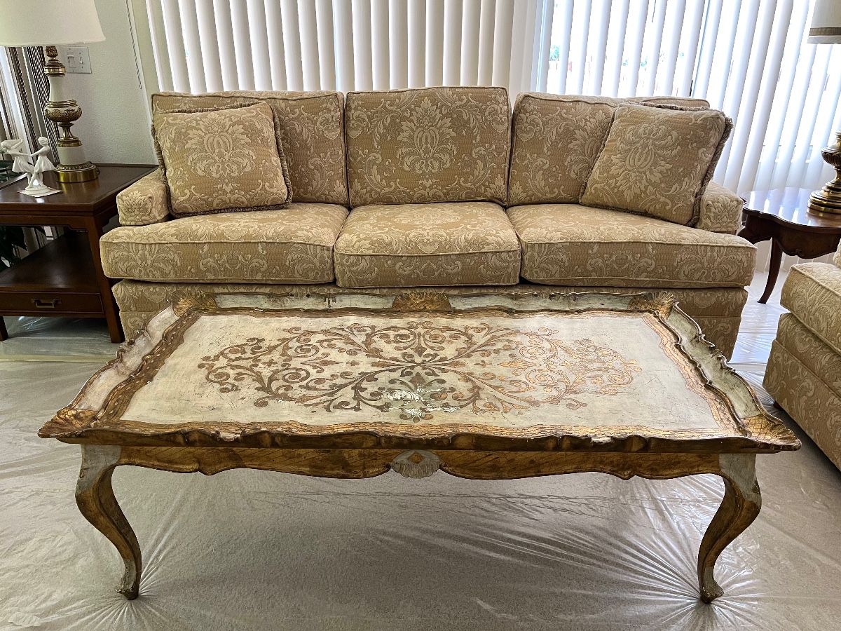 Italian Florentine coffee table 55”x27”x36”