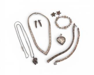 47 SterlingSilverMixedNecklacesEarringsLocketBracelet7952g