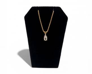 33 14KGoldClearOvalGemstonePendant454g