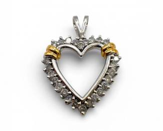 15 10KTwoToneGoldDiamondHeartPendant258g