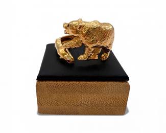 50 14KGoldBearFishRingwLikelyRubyDiamond1515g