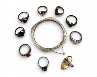 21 SterlingRingswAmethystLapisMixedStones925Bracelet4329g