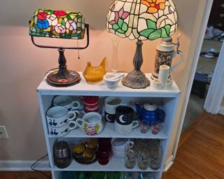 Tiffany style lamps, kitchenware