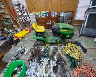 Extension cords, garden equipment, John Deer Riding Mower