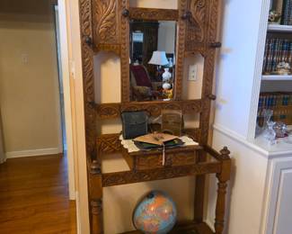 Antique wooden coat & umbrella stand