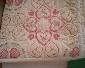 Hand embroidered queen size quilt
