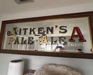Pub Mirror Aitkens Pale Ale  reverse painted glass approx 80" wide 