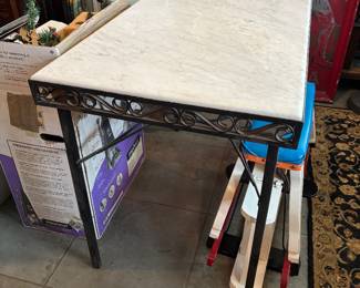 Marble topped iron table 
