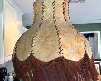 Leather lampshade with fringe 
