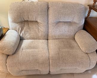 Electric reclining love seat. Backs come off for easy transport.