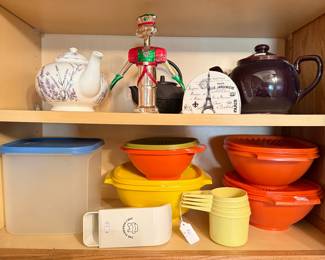 Tupperware storage containers, measuring cups