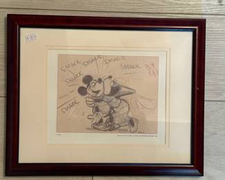 Disney Sketch Print, Mickey & Minnie 1938 "Brave Little Tailor"