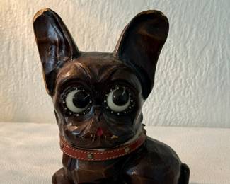 Antique Oswald German googly eye French Bulldog clock 