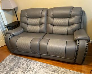 RTG gray leather electric reclining love seat