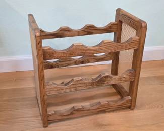 48 VintageWoodAndCane9BottleWineRack