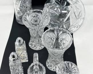 175 8PieceBohemianCutCrystalVasesSPMiniPitcher