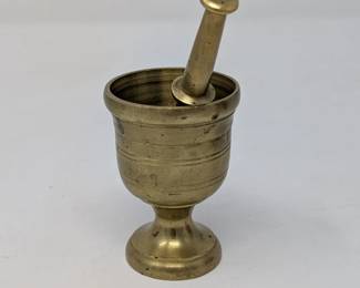205 VintageSolidBrassMortarAndPestleSet