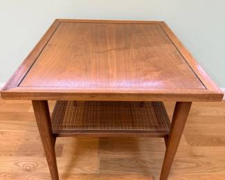 21 MidCenturyModernDrexelDeclarationWalnutCaneSideTable
