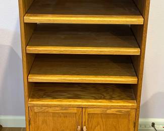 162 3ShelfOakMediaCabinet