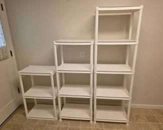 224 3WhitePlasticShelvingUnits