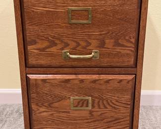 68 VintageOak2DrawerLockingFileCabinet