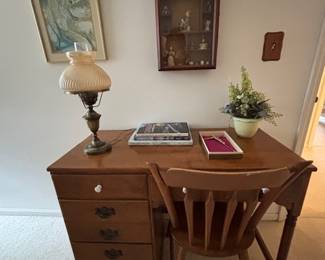 Desk w/Chair,  Vintage Lamp